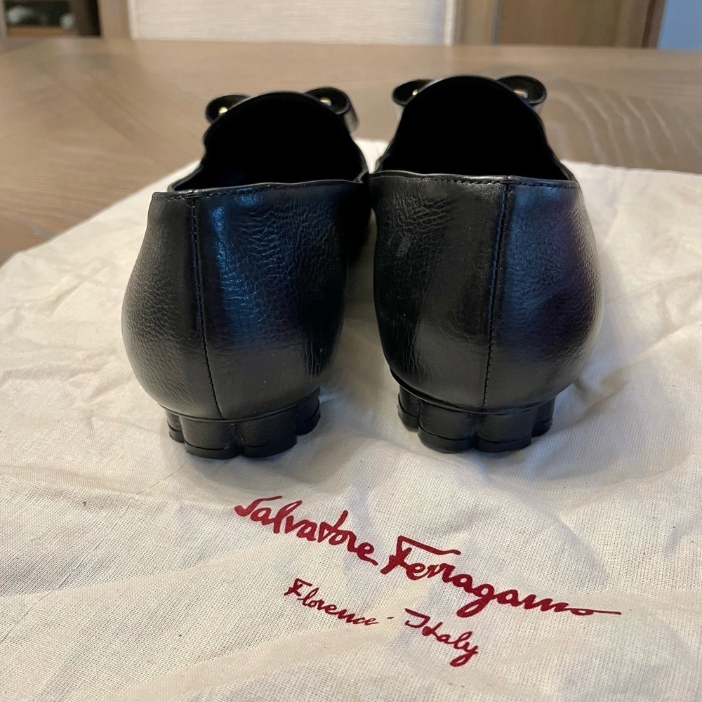 Salvatore Ferragamo Sarno Black Leather Loafers Shoes Flats - Picture 8 of 11